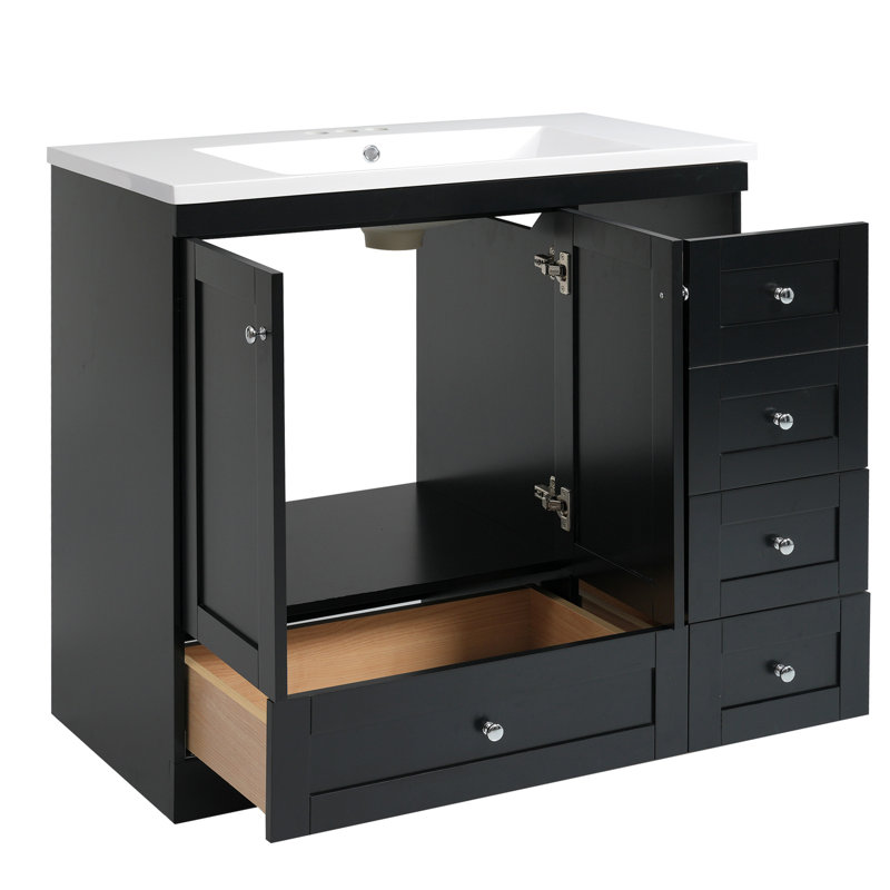 Meuble-lavabo sophistiqué avec rangement abondant et design élégant, Noir, noir, noir, noir