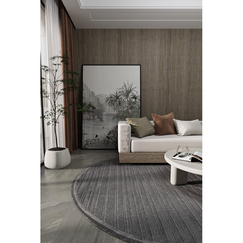 Reyland Round Striped Indoor / Outdoor Area Rug, Round 6'6"