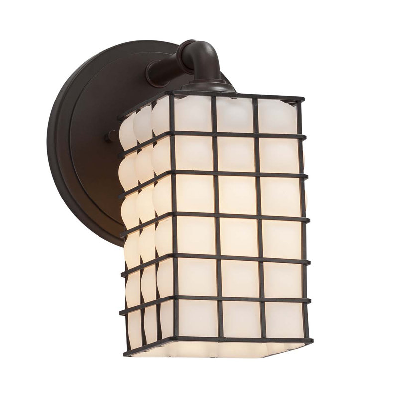 Appliquee à bras 1 lumières Grisby, Nickel brossé, Grille avec bulles transparentes, DEL dédiée