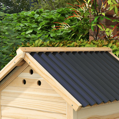 Duck Coop, Wooden Duck House with Openable Roof & Double Doors, Natural Wood