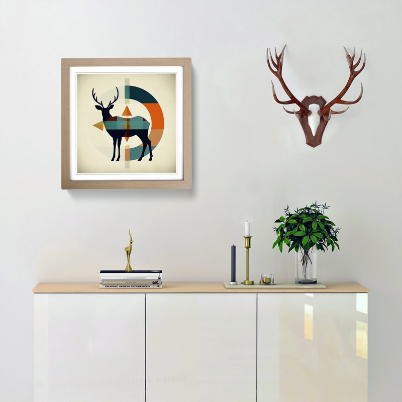 Deer Bauhaus - Framed Print, Oak