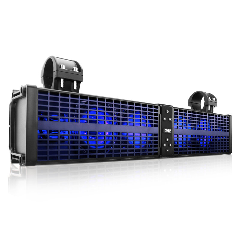 Pyle Marine Amplified Powered Atv/Utv 24" Sound Bar W/Bluetooth 5.0 For Audio, Ipx6 Waterproof & Weatherproof,Class D Stereo Power Amplifier Streaming, Rgb Multicolor Illumination - Pwpsb2402