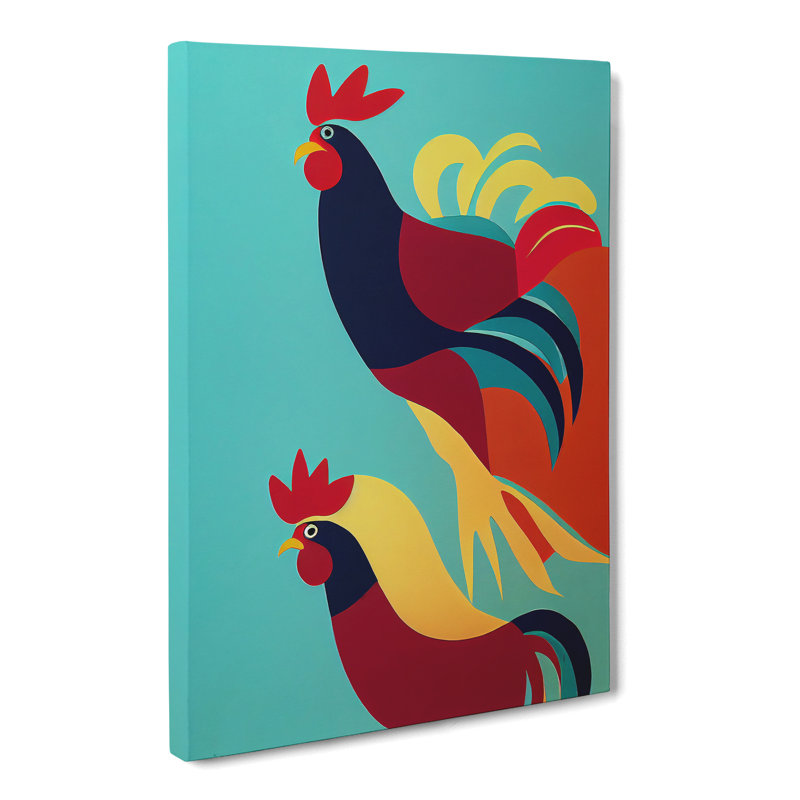 Birrell Roosters Abstract - Wrapped Canvas, 76cm H x 50cm W x 3cm D
