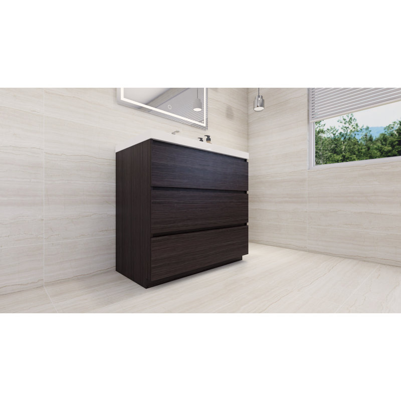 Ensemble de meuble-lavabo simple 35 po Hargrave, Chêne gris foncé