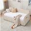 Structure de lit de jour simple rembourré avec lit gigogne, canapé-lit simple pour chambre à coucher, soutien, lattes de bois, beige