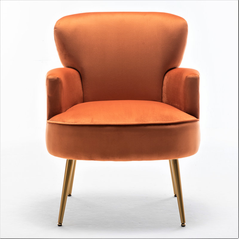 Ramisa Velvet Armchair, Red Orange Velvet