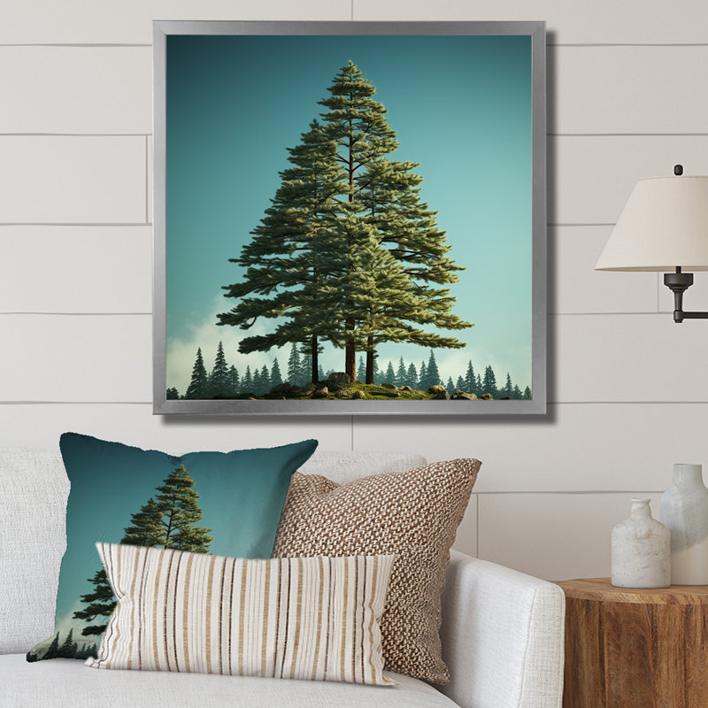 «Pine Tree Perspectives in Forest» sur toile, Cadre simple argenté, H 24 po x l 24 po x P 1 po
