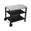 Chariot de barbecue extérieur à 3 niveaux avec plateau en acier inoxydable, table de préparation pour barbecue mobile sur roulettes, barre de service roulante pour patio et cour arrière, support de four à pizza noir, grand espace de rangement, mobile stable