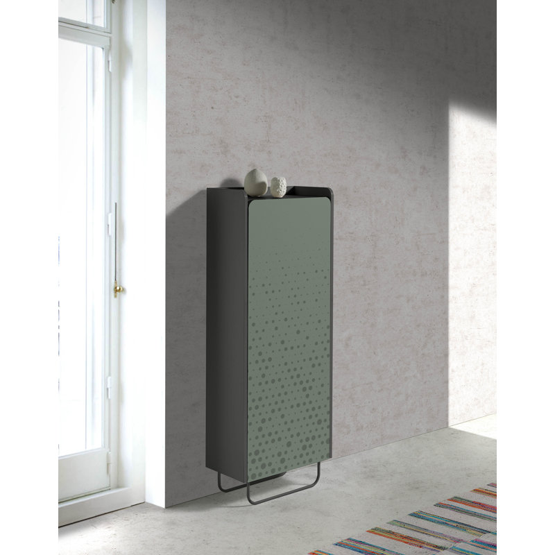 11 Pair Shoe Storage Cabinet, Jet Black/Green