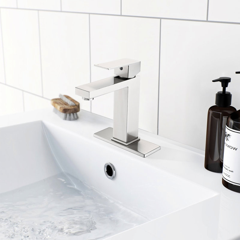 Stainless Steel Bathroom Faucet Single Hole - Deck-Mounted With And Drain Assembly, 1.2 Flow Rate, Lever Handle, Ceramic Disc Valve For Vanity, Brushed Nickel Tap Sinks,