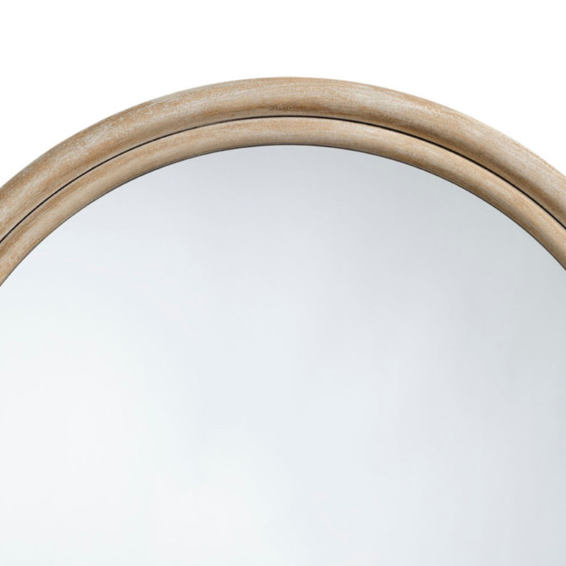 Miroir mural rond Riri, cadre en bois brun de 36 pouces, cadre non biseauté