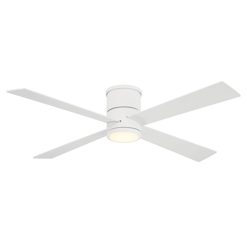 Falco 54" Led Flush Mount Ceiling Fan, White, White