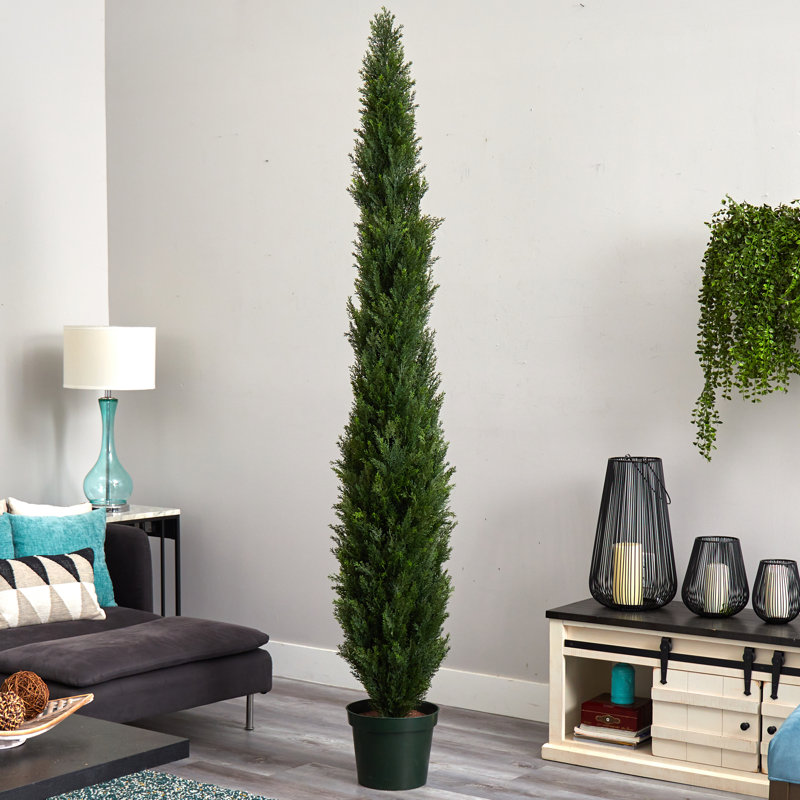 Faux Cedar Tree in Planter, 96" H x 26" W x 26" D