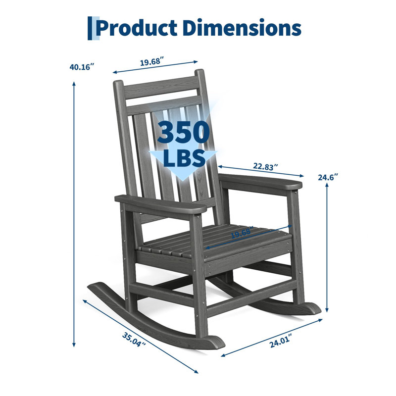 Ensemble de 4 chaises berçantes en PEHD toutes saisons avec 2 tables d'appoint