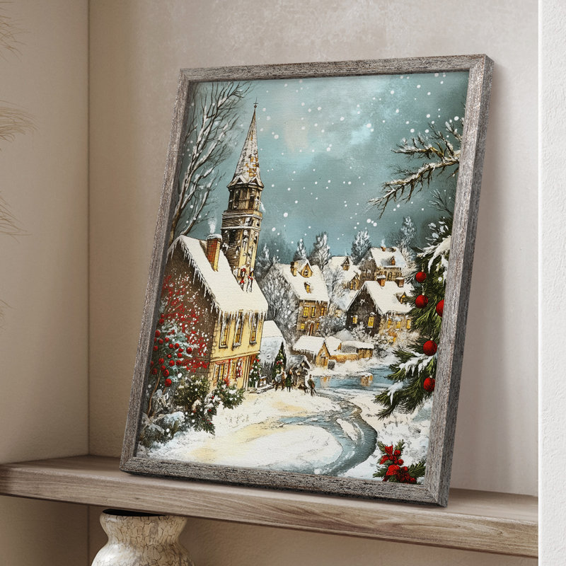 «Christmas Holiday Art Dxxv», reproduction d'art encadrée - bois massif, H 15 po x l 12 po