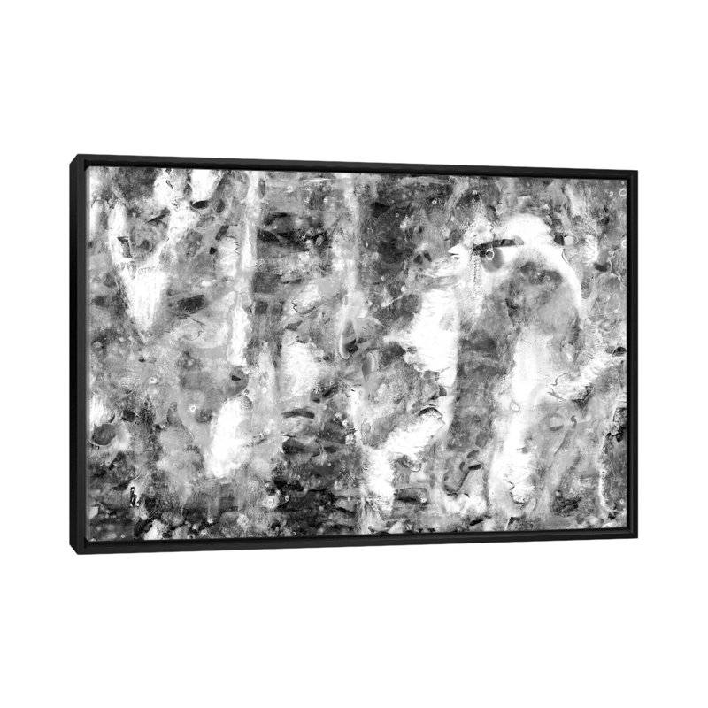 «Black and White Abstract III», impression sur toile, H 18 po x l 26 po x P 1,5 po, Toile avec cadre noir, Pas de tapis