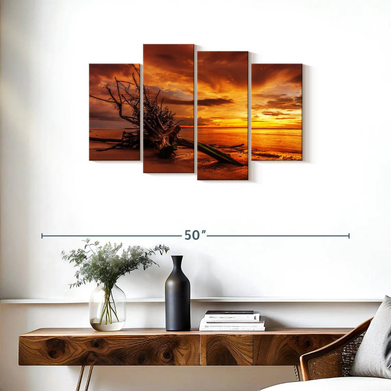 Gillard Beach Driftwood au coucher du soleil, H 22 po x l 36 po
