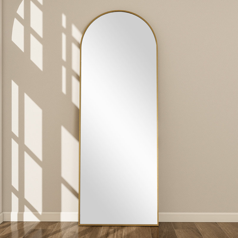 Arch Free Standing Full Length Mirror - Basics by Wayfair™, 64" x 21", Gold