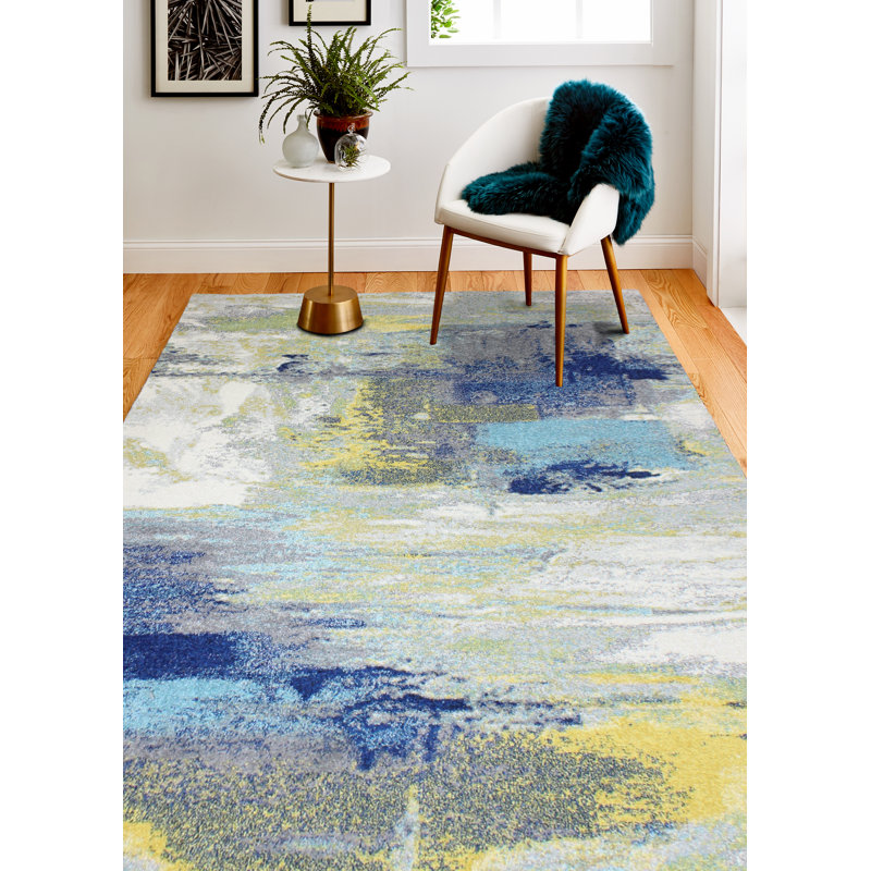 Deshawn Collection Transitional Abstract Area Rug Ivory, Runner 2'6" x 8'