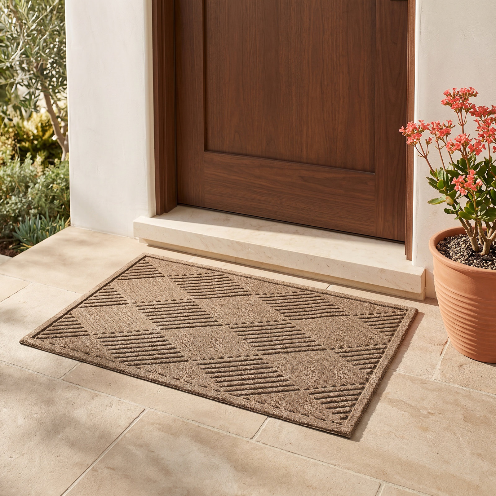 WaterHog Diamonds Non-Slip Doormat, Camel, Rectangle 2' x 3'