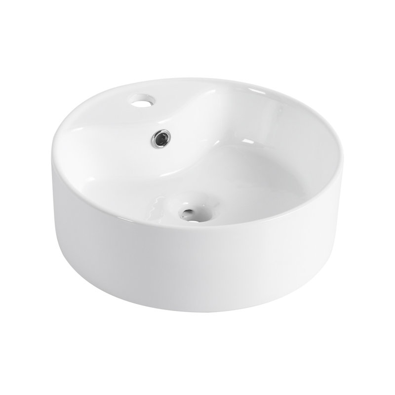 Lavabo vasque rond en céramique blanc lustré Roomfitter
