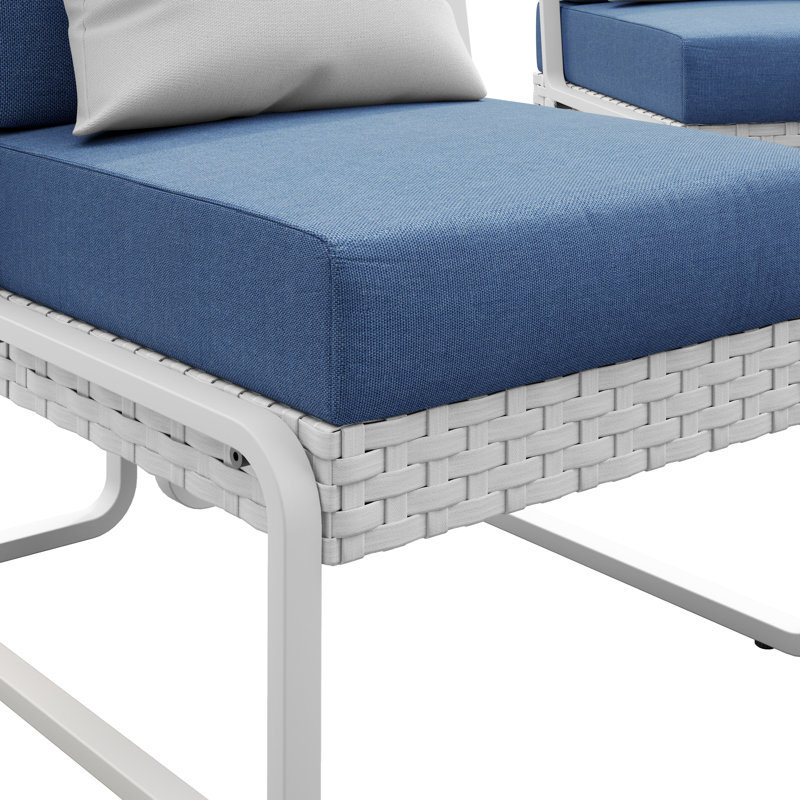 Ensemble de conversation pour canapé d'extérieur en aluminium et osier pour 5 personnes avec coussins et coussins