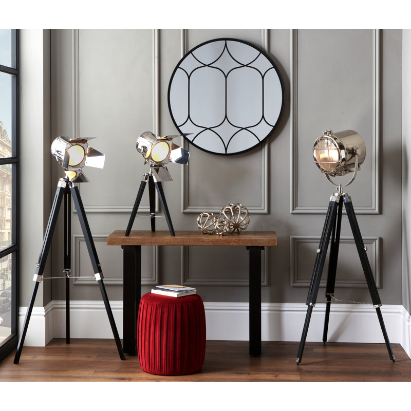 140cm Tripod Floor Lamp, Silver/Black