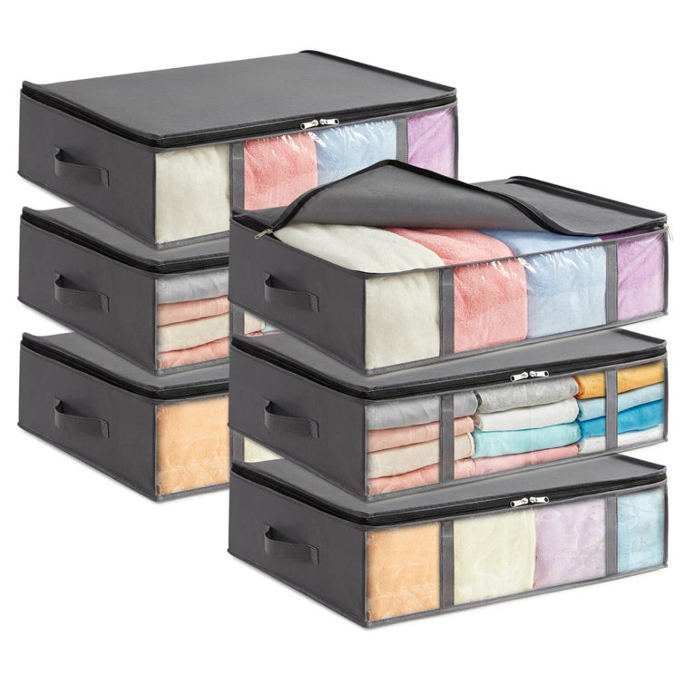 Rebrilliant Clothes Storage Bins With Zip Lid, Folding & Stackable