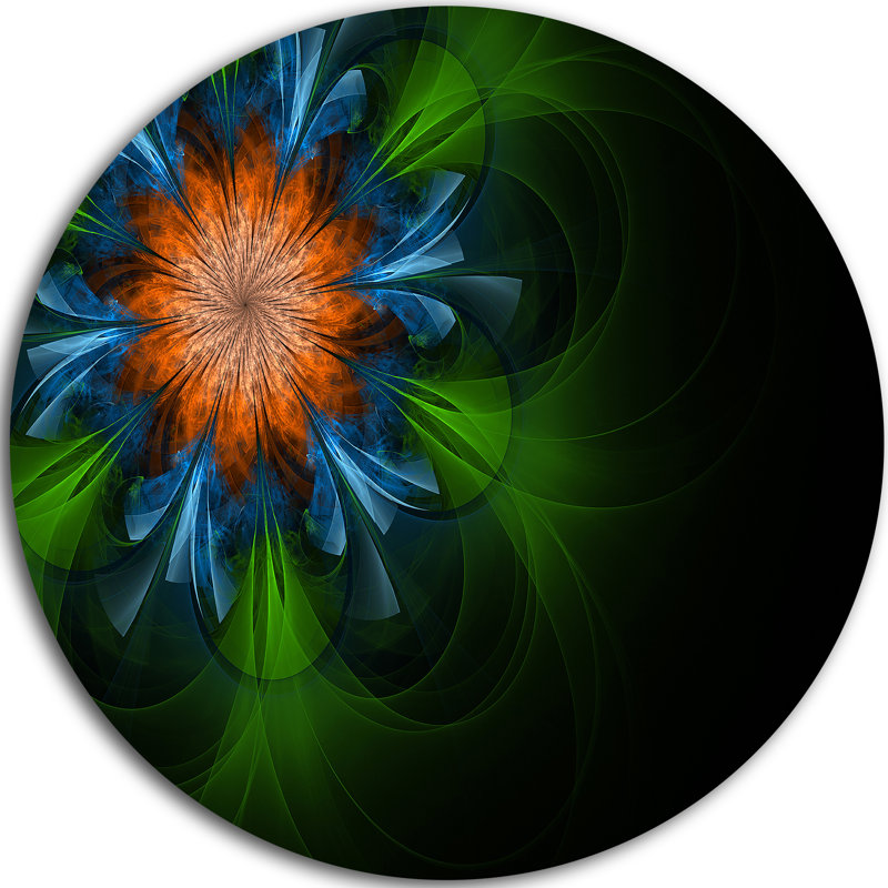 « fractal vert », reproduction d’impression sur métal, reproduction d’art noir foncé, H 36 po x l 36 po x P 1 po