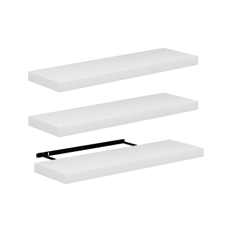 2 Pieces 60/80cm MDF & Thick Steel Bracket Floating Shelves, 80cm W X 23.5cm D X 4cm H