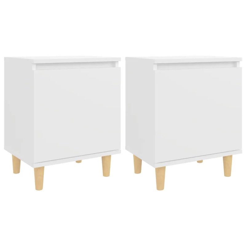 Spalding Bed Cabinet with Solid Wood Legs 40x30x50 cm, White