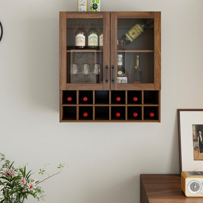 Armoire à vin murale avec portes en verre, armoire de rangement pour porte-bouteilles