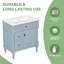 Meuble-lavabo de 30 po avec lavabo - autoportant, tiroir rabattable et tablette réglable, structure en bois d'hévéa massif, panneaux en MDF et poignées en métal, gris bleu - Mobilier de salle de bain