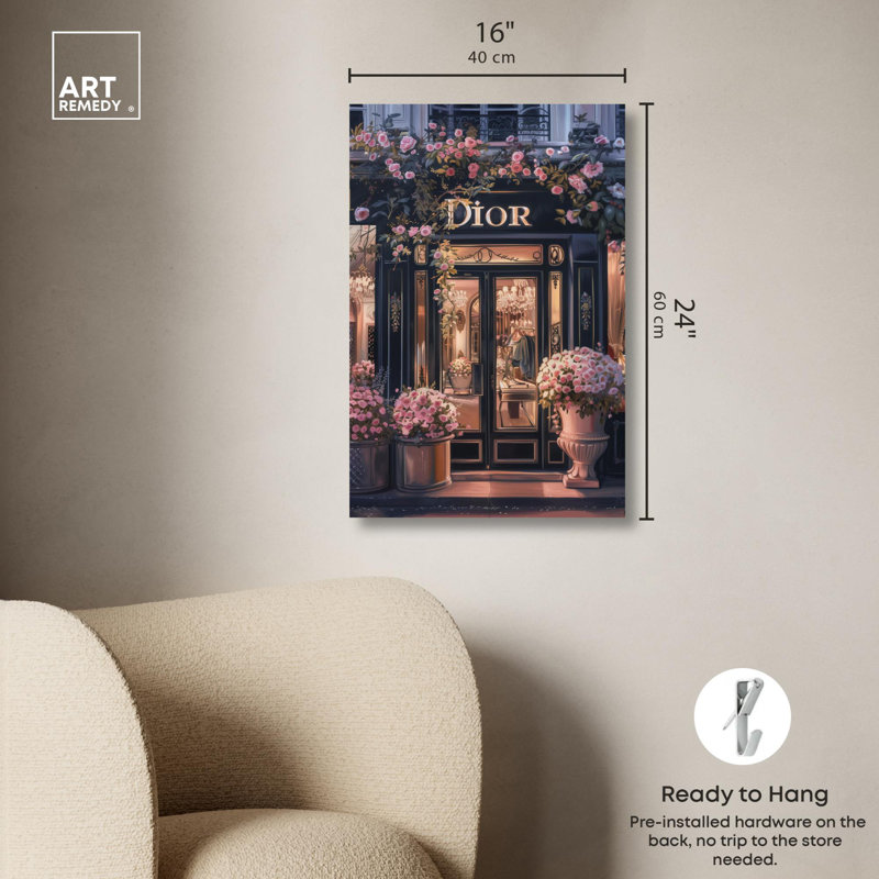 Toile élégante et glamour «Elegant Night Storefront II» par Art Remedy, H 24 po x l 16 po, Toile tendue sur cadre