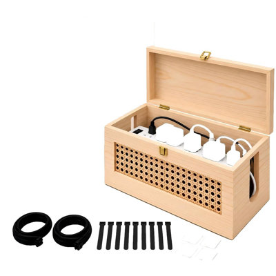 Wooden Cable Management Box ,Power Strip Organizer