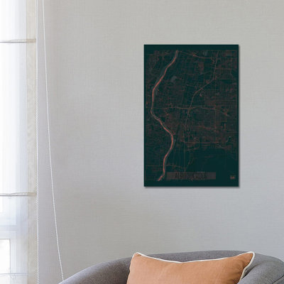 Albuquerque Infrared Urban Blueprint Map by Hubert Roguski - Wrapped Canvas Painting