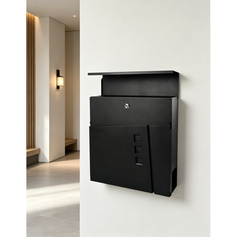 Boîte aux lettres murale moderne avec serrure - Boîte aux lettres extérieure en acier galvanisé avec porte-journal et clés de sécurité pour la maison et le bureau