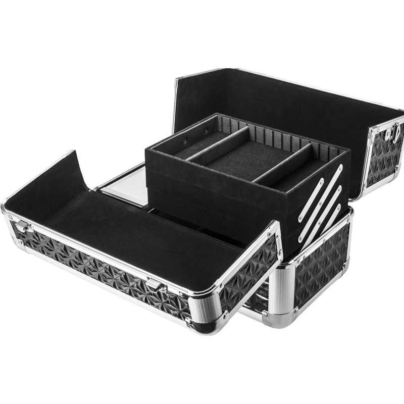 Black and Silver Aluminum Crushproof Makeup Case