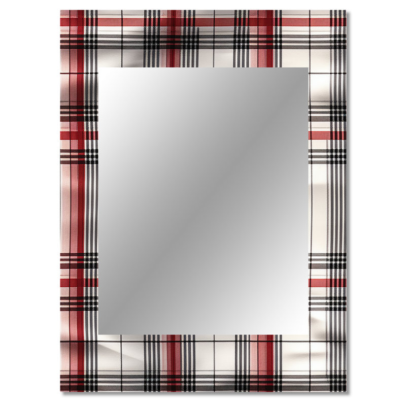 Rustic Farmhouse Plaid - miroir unique à carreaux, grand miroir mural rétro, impression d'art, 40" x 30"