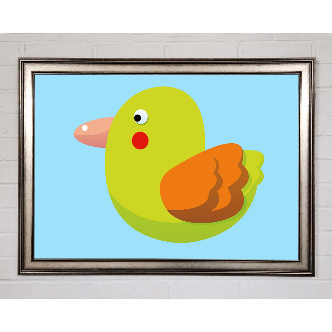 Gerahmtes Poster Rotpunktvogel Baby Blau Kindersachen