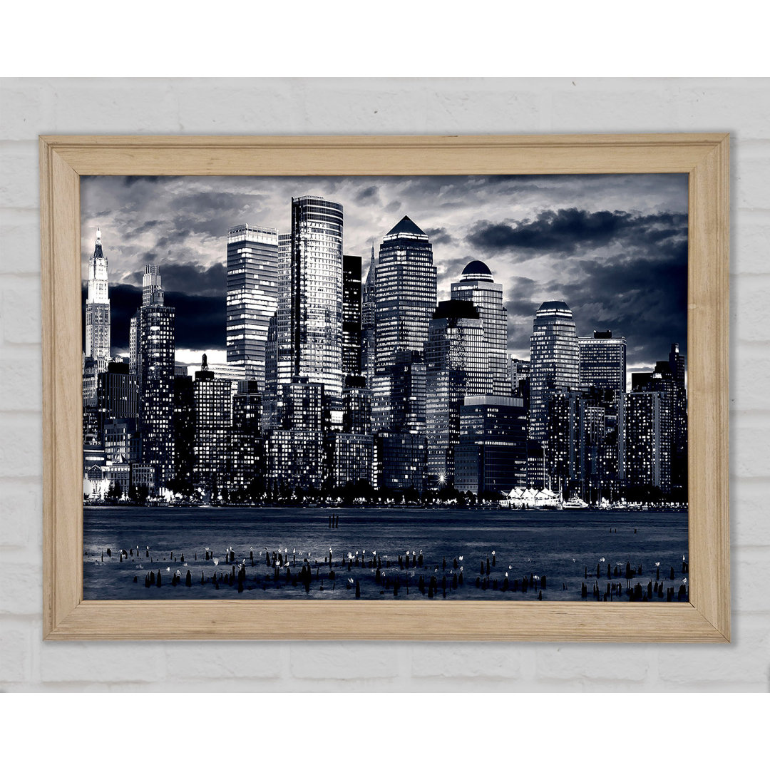 Manhattan Panorama In Blau - Druck