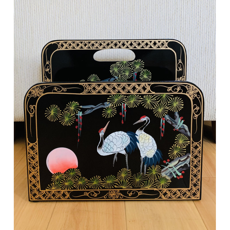 Cliffo Magazine Rack Hand Painted Cranes Artistry