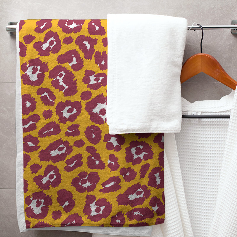 Serviette de bain Lucida, Mélange polyester-coton, Jaune / blanc / rouge