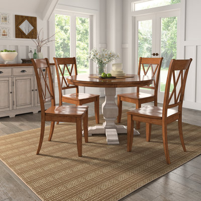 Sloan 45" Round Solid Wood Top Dining Set With X-Back Chairs - 5-Piece, Base Table And Chairs