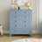 Coastal Blue 6-Drawer Dresser with Silver Shell Handles & Spacious Bedroom Storage