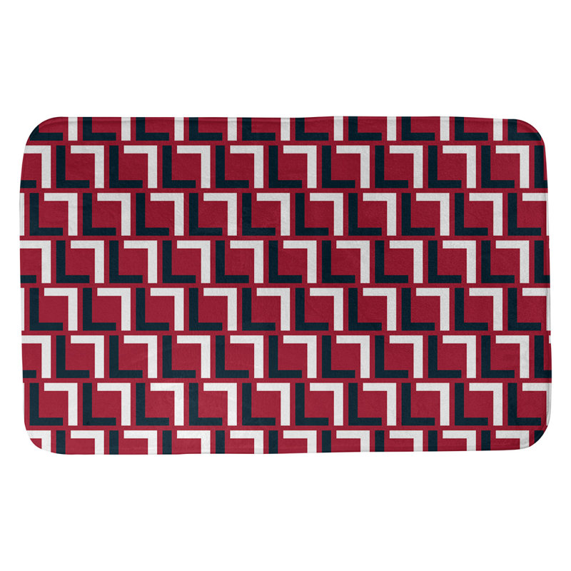 Tapis pour salle de bain Baltimore, l 17 po x L 24 po, Battle Red/Deep Steel Blue/White