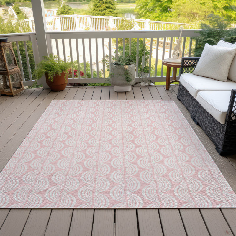 Tapis intérieur / extérieur rose Darya , 10 pi x 14 pi