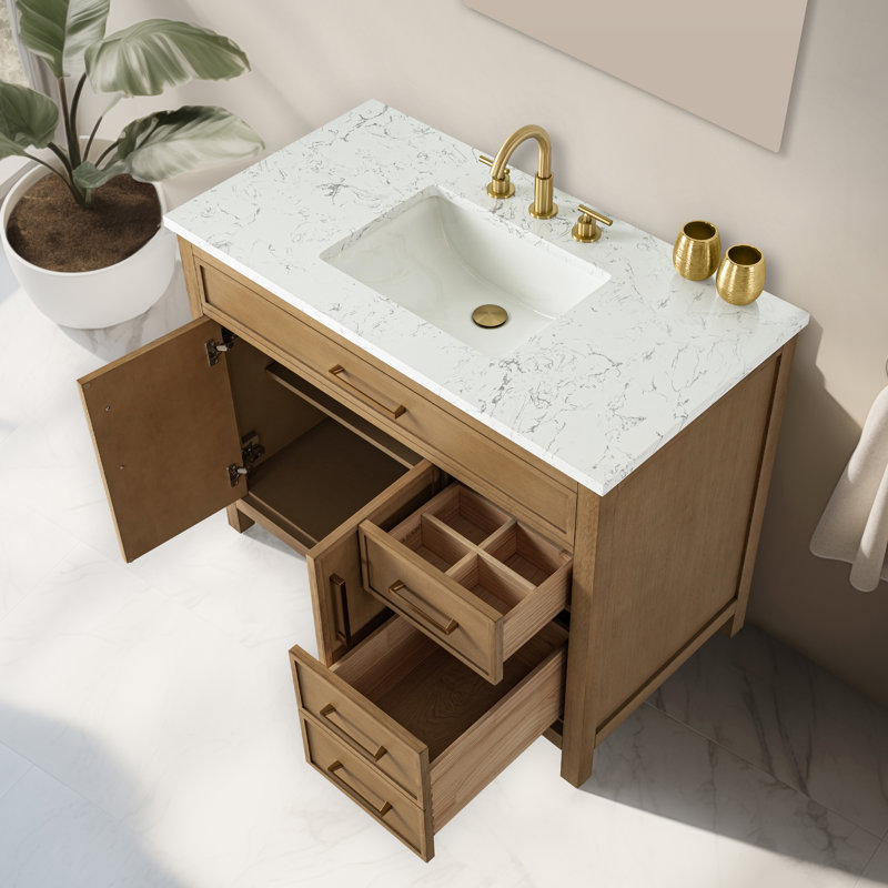 Meuble-lavabo simple 42 po Reajean, Caramel / bronze brossé