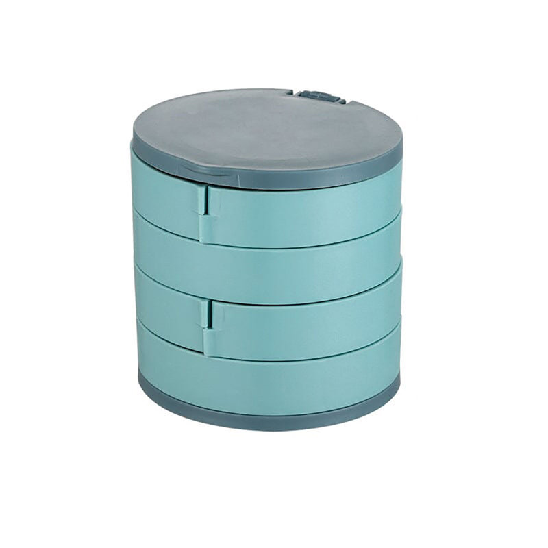 Boîte de rangement Boîte à bijoux rotative Boîte à bijoux rotative Boîte à bijoux rotative grande capacité, Bleu