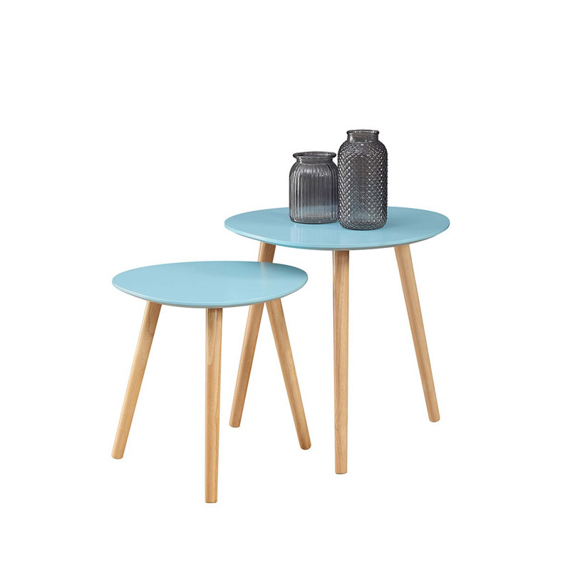 Amethist Nesting End Table, Sea Foam/Light Oak